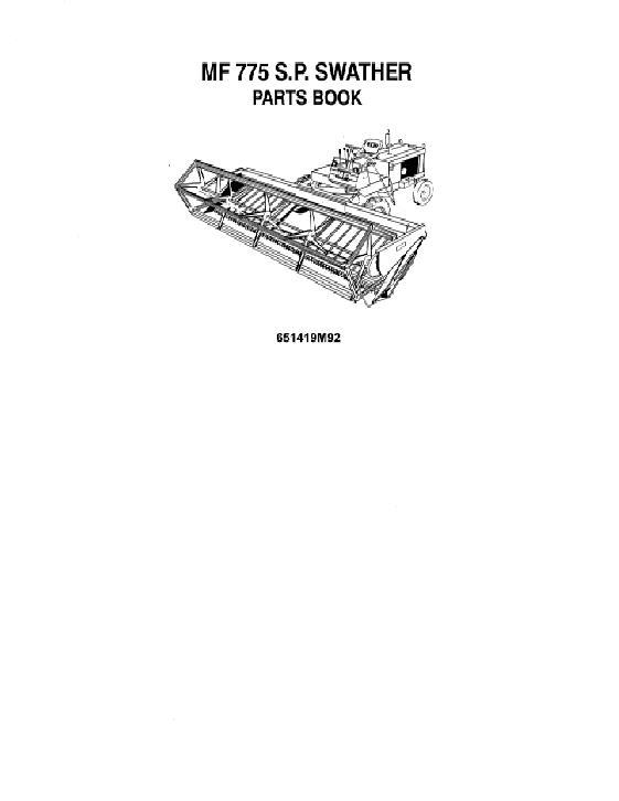 AGCO 775 Self Propelled Swather Parts Book 651419M92 English 1 AGCO 775 Self Propelled Swather Parts Book 651419M92 English