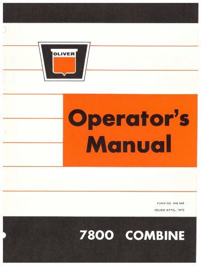 AGCO 7800 Combine (eff sn 25551) Operator Manual W446548 English