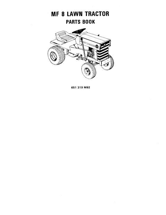 AGCO 8 Standard Hydra-Speed Lawn Tractor Parts Book 651319M92 English