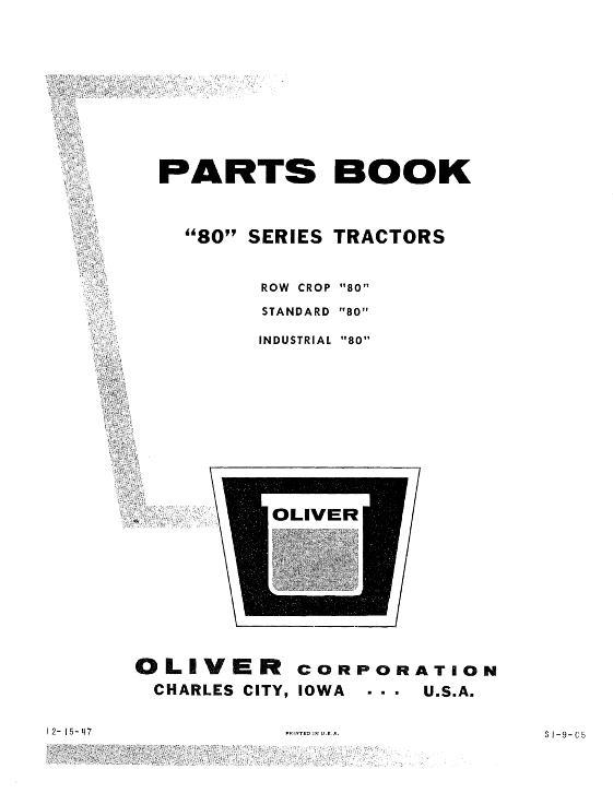 AGCO 80 Tractor (1930-1947) Parts Book S1-9-C5 English 1 AGCO 80 Tractor (1930-1947) Parts Book S1-9-C5 English