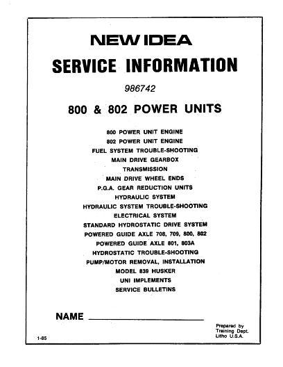 AGCO 800 802 Power Unit (Uni-Harvester) Service Manual 986742 English