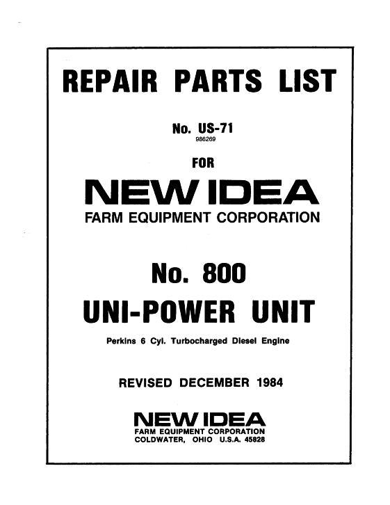 AGCO 800 Power Unit Parts Book 986269 English 1 AGCO 800 Power Unit Parts Book 986269 English