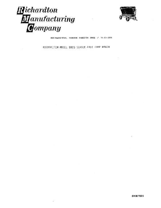 AGCO 800 Richardton Dump Wagon (single axle) Operator Manual SN997826 English 1 AGCO 800 Richardton Dump Wagon (single axle) Operator Manual SN997826 English