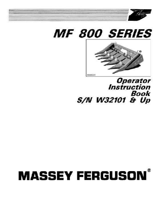 AGCO 800 Series Corn Head (eff sn W32101, 1998) Operator Manual 1449500M1 English 1 AGCO 800 Series Corn Head (eff sn W32101, 1998) Operator Manual 1449500M1 English