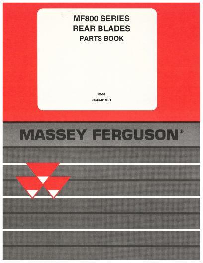 AGCO 800 Series Rear Blade Parts Book 3643701M91 English 1 AGCO 800 Series Rear Blade Parts Book 3643701M91 English