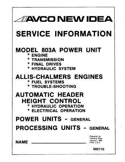 AGCO 803A Power Unit Service Manual 986719 English