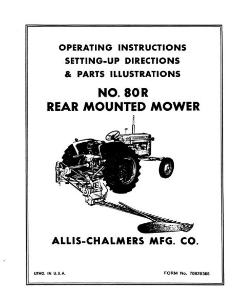 AGCO 80R Mower (rear mounted, sickle bar) Operator Manual 70828366 English 1 AGCO 80R Mower (rear mounted, sickle bar) Operator Manual 70828366 English