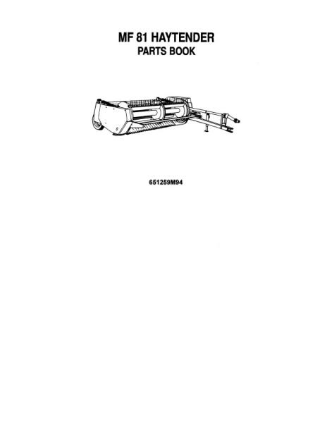 AGCO 81 Haytender Parts Book 651259M94 English 1 AGCO 81 Haytender Parts Book 651259M94 English