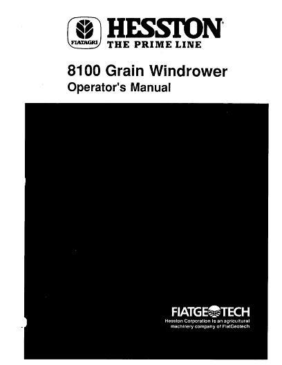 AGCO 8100 Windrower Tractor (Fiat, eff sn 318 - 718) Operator Manual 700710446 English 1 AGCO 8100 Windrower Tractor (Fiat, eff sn 318 - 718) Operator Manual 700710446 English