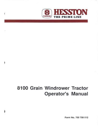 AGCO 8100 Windrower Tractor (prior sn 317) Operator Manual 700708512 English 1 AGCO 8100 Windrower Tractor (prior sn 317) Operator Manual 700708512 English