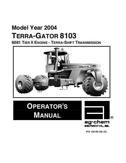AGCO 8103 TerraGator (chassis, 2004) Operator Manual AG125148 English