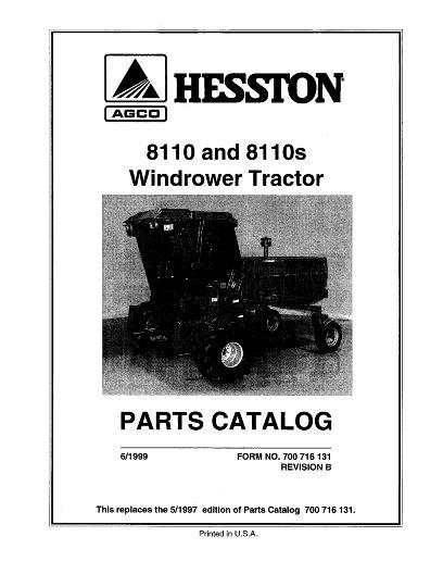 AGCO 8110 8110S Windrower Tractor Parts Book 700716131B English 1 AGCO 8110 8110S Windrower Tractor Parts Book 700716131B English