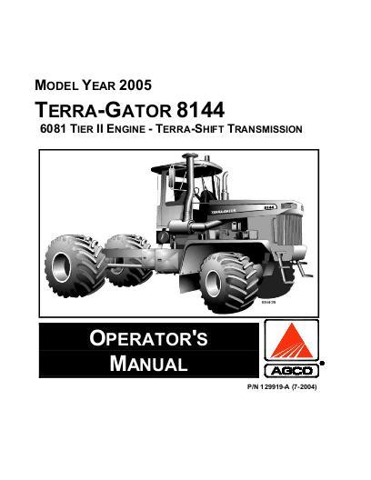 AGCO 8144 TerraGator (chassis, eff sn Pxxx1001, 2005) Operator Manual AG129919 English 1 AGCO 8144 TerraGator (chassis, eff sn Pxxx1001, 2005) Operator Manual AG129919 English