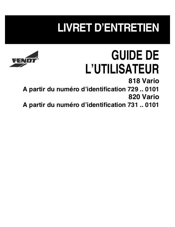AGCO 818 820 Vario Tractor Operator Manual 72441618 French 1 AGCO 818 820 Vario Tractor Operator Manual 72441618 French