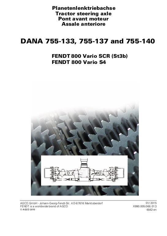 AGCO 819 822 824 826 828 (3B S4, tier 4i 4f) Front Axle (section) Service Manual 72618870 English