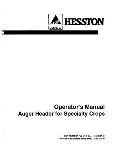 AGCO 8200 8400 Auger Header (Grass Seed) Operator Manual 700712087C English 1 AGCO 8200 8400 Auger Header (Grass Seed) Operator Manual 700712087C English