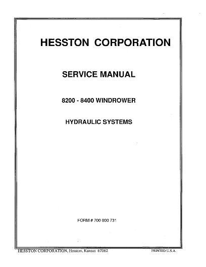AGCO 8200 8400 Windrower Tractor (hydraulics) (Section) Service Manual 700000731 English