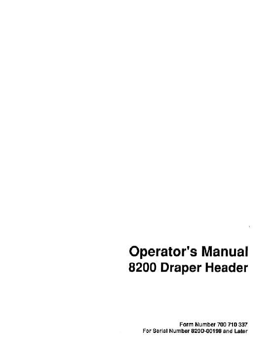 AGCO 8200 Draper Head (eff sn 820D-00198) Operator Manual 700710337 English 1 AGCO 8200 Draper Head (eff sn 820D-00198) Operator Manual 700710337 English