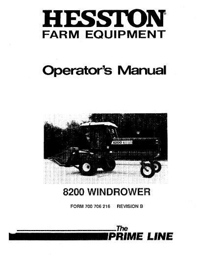 AGCO 8200 Windrower Tractor (sn prior 1225) Operator Manual 700706216 English 1 AGCO 8200 Windrower Tractor (sn prior 1225) Operator Manual 700706216 English