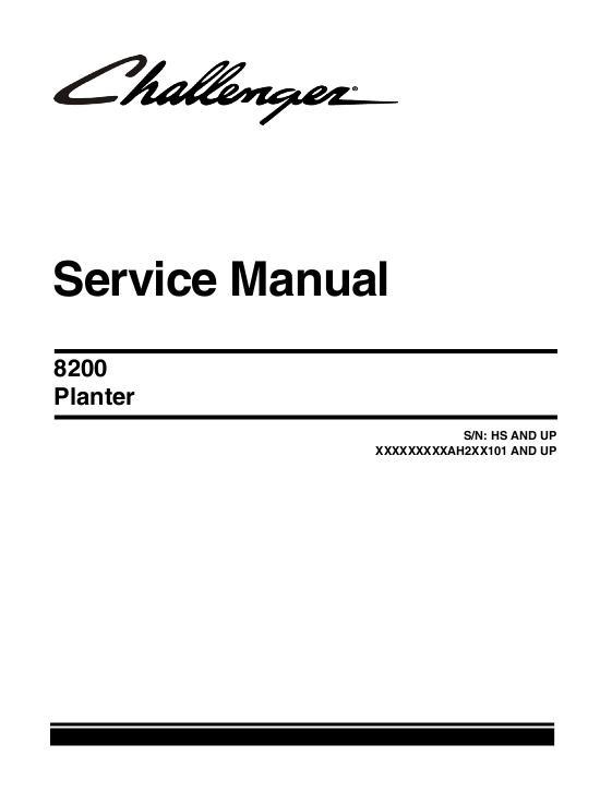 AGCO 8202 8222 Planter (eff sn 'HS') Service Manual 79034090A English
