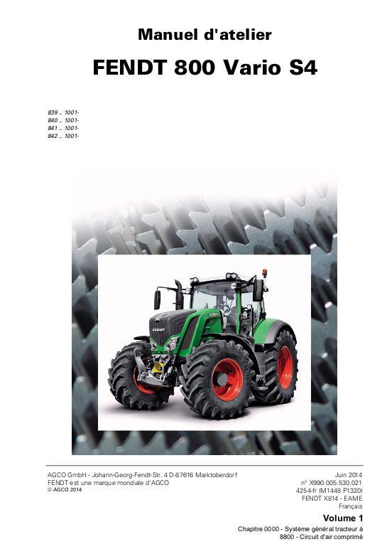 AGCO 822 824 826 828 Tractor (S4, tier 4, less No Am schematics) Service Manual 72614328 French
