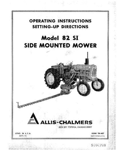 AGCO 82SI Mower (side mounted, sickle bar) Operator Manual 79004768 English 1 AGCO 82SI Mower (side mounted, sickle bar) Operator Manual 79004768 English