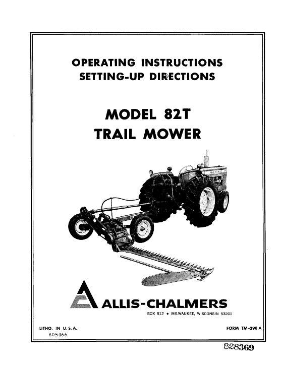 AGCO 82T Mower (trailing, sickle bar) Operator Manual 70828369 English 1 AGCO 82T Mower (trailing, sickle bar) Operator Manual 70828369 English