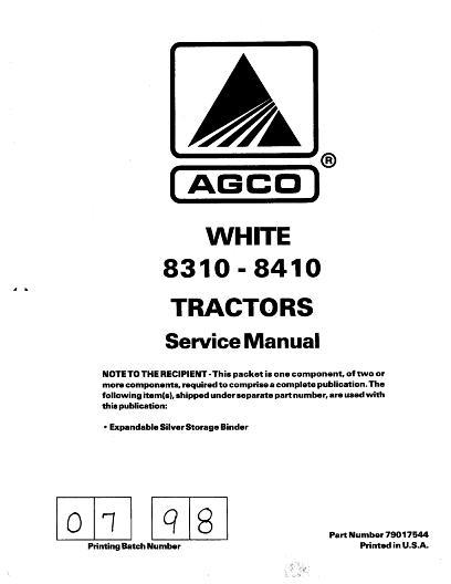 AGCO 8310 8410 Tractor (packet) Service Manual 79017544 English