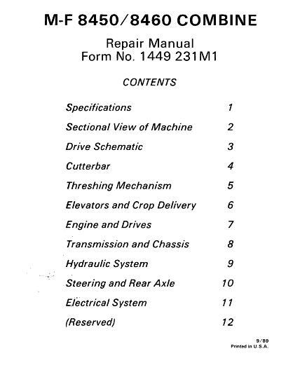 AGCO 8450 8460 Combine (packet) Service Manual 1449231M1 English