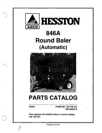 AGCO 846A Round Baler (Automatic) Parts Book 700726237B English 1 AGCO 846A Round Baler (Automatic) Parts Book 700726237B English