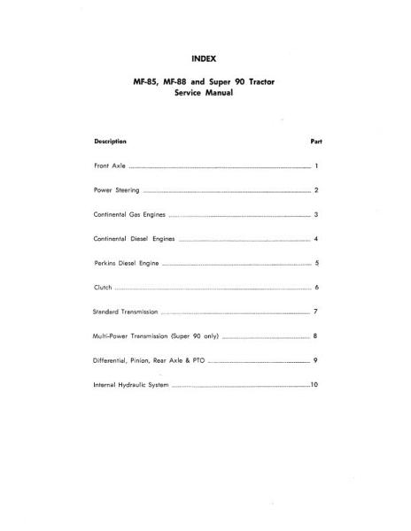 AGCO 85 88 90 Super 90 Tractor (packet) Service Manual 1448830M1 English