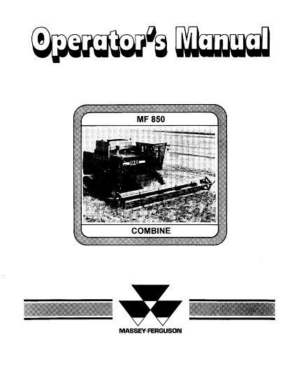 AGCO 850 Combine (eff sn 27544 - 27908) Operator Manual 1449143M1 English 1 AGCO 850 Combine (eff sn 27544 - 27908) Operator Manual 1449143M1 English