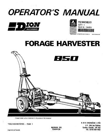 AGCO 850 Forage Harvester Operator Manual T2983E20 English 1 AGCO 850 Forage Harvester Operator Manual T2983E20 English