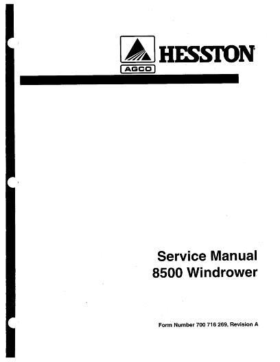 AGCO 8500 Windrower Tractor (partial, use with 8400 manual) Service Manual 700716269 English