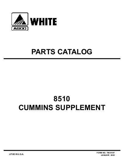 AGCO 8510 Tractor (Cummins supplement) Parts Book 79021597 English
