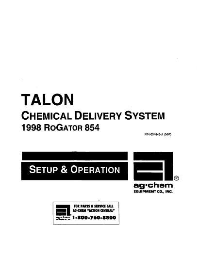 AGCO 854 RoGator (Talon system, 1998) Operator Manual AG054845 English
