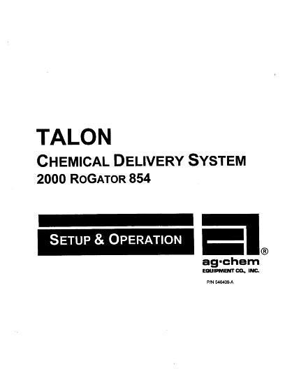 AGCO 854 RoGator (Talon system, 2000) Operator Manual AG546409 English