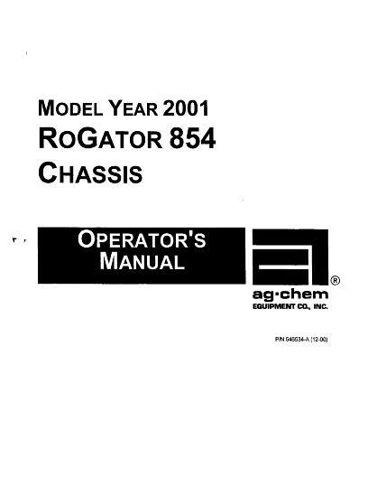 AGCO 854 RoGator (chassis, 2001) Operator Manual AG546534 English 1 AGCO 854 RoGator (chassis, 2001) Operator Manual AG546534 English