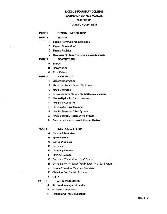 AGCO 8570 Combine (packet) Service Manual 1449247M1 English
