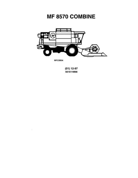 AGCO 8570 Rotary Combine Parts Book 651611M98 English