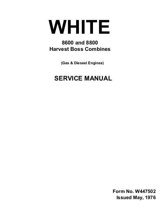 AGCO 8600 8800 Combine (engine) Service Manual W447502 English