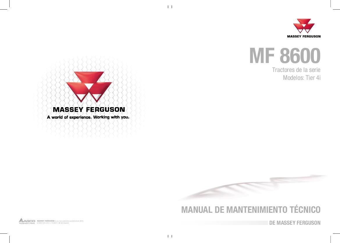 AGCO 8600 Series Tractor (tier 4i) Technician Service Book Service Manual 4346911M3 Spanish