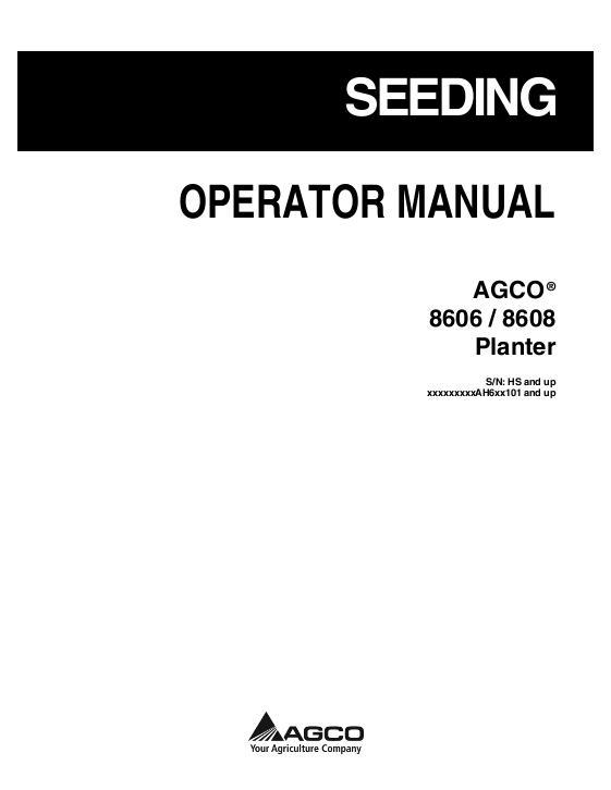 AGCO 8606 8608 Planter Operator Manual 700736964E English