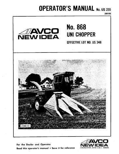 AGCO 868 Uni Chopper (eff US 348) Operator Manual 986169 English 1 AGCO 868 Uni Chopper (eff US 348) Operator Manual 986169 English