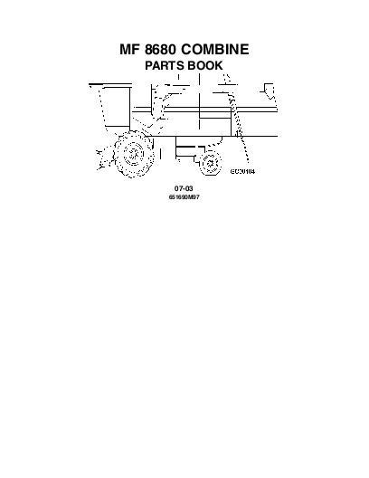 AGCO 8680 Combine (eff sn W65101, 1997) Parts Book 651690M97 English