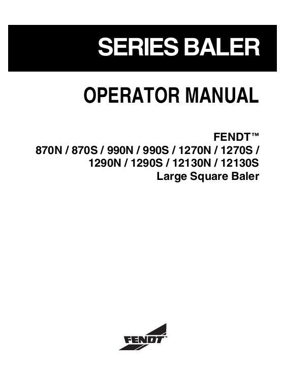 AGCO 870 990 1270 1290 12130 Baler Operator Manual 700735021E English