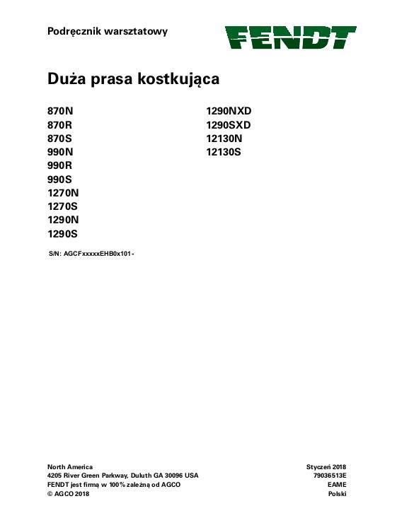 AGCO 870 990 1270 1290 1290XD 12130 Baler (packet) Service Manual 79036513E Polish