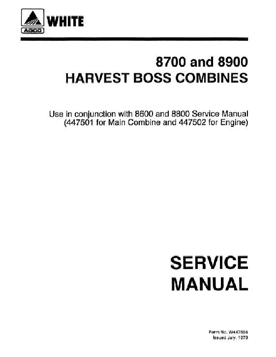 AGCO 8700 8900 Combine Service Manual W447504 English