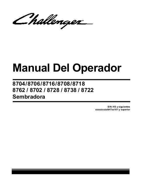 AGCO 8700 Series Planter Operator Manual 700729933E Spanish 1 AGCO 8700 Series Planter Operator Manual 700729933E Spanish