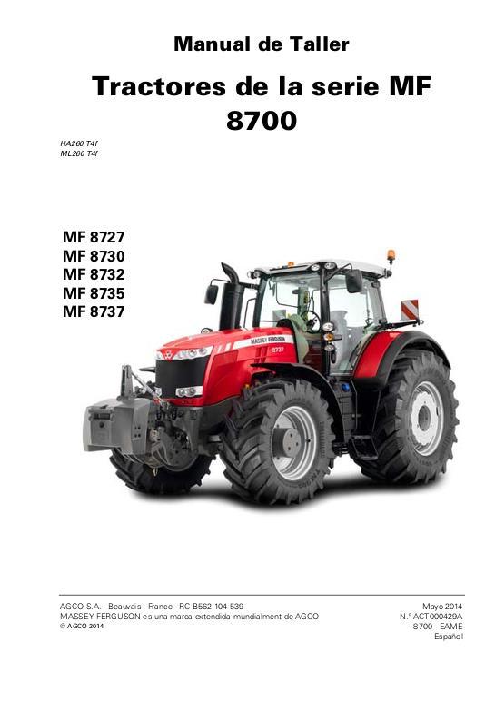 AGCO 8700 Series Tractor (packet) Service Manual ACT000429A Spanish